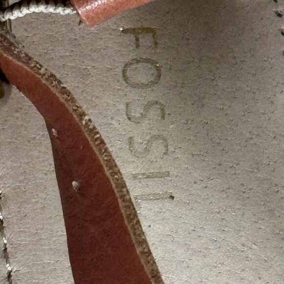 Fossil Women Size 10 Brown Leather Straps Espadrille Wedge - Picture 10 of 13